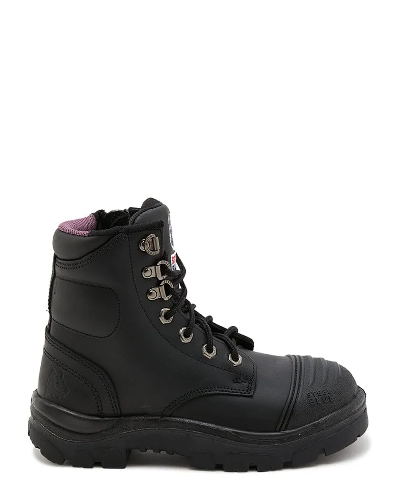 Ladies Argyle Zip Scuff Cap Safety Boot - Black