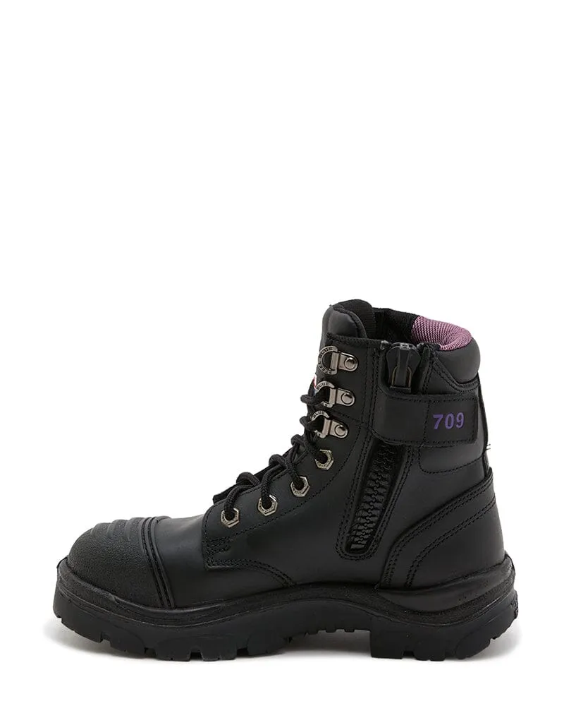 Ladies Argyle Zip Scuff Cap Safety Boot - Black