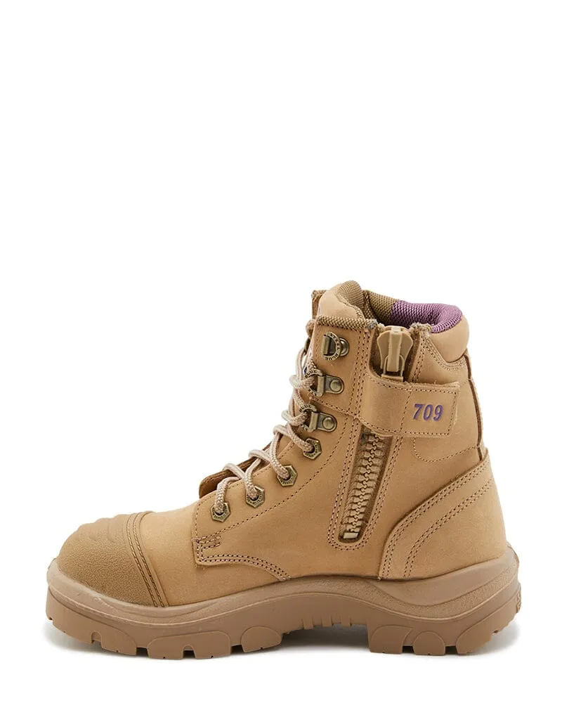 Ladies Argyle Zip Scuff Cap Safety Boot - Sand