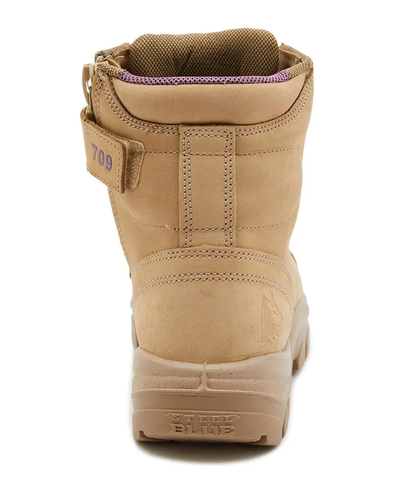 Ladies Argyle Zip Scuff Cap Safety Boot - Sand