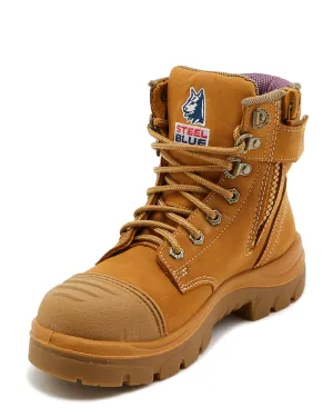 Ladies Argyle Zip Scuff Cap Safety Boot - Wheat