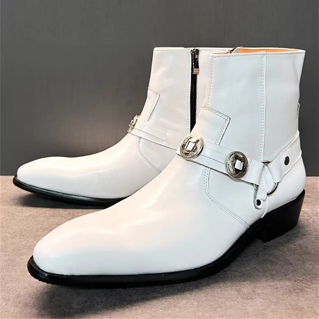 LeatherLux Elite Solid Genuine Leather Ankle Boots