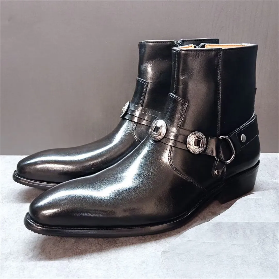 LeatherLux Elite Solid Genuine Leather Ankle Boots