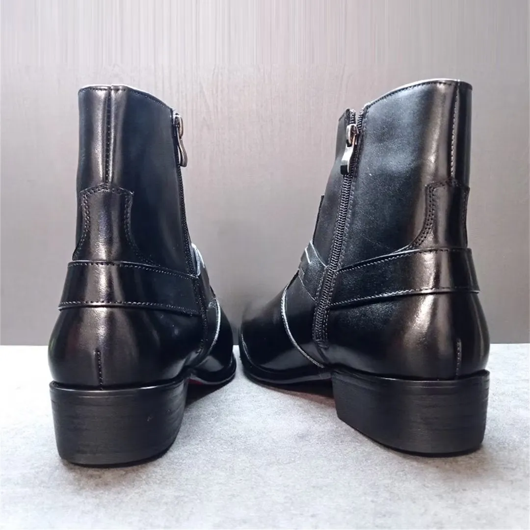 LeatherLux Elite Solid Genuine Leather Ankle Boots