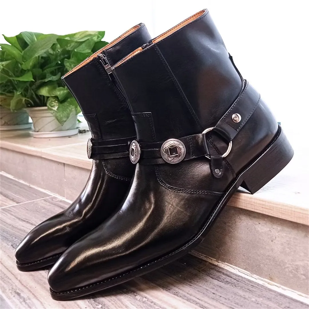 LeatherLux Elite Solid Genuine Leather Ankle Boots