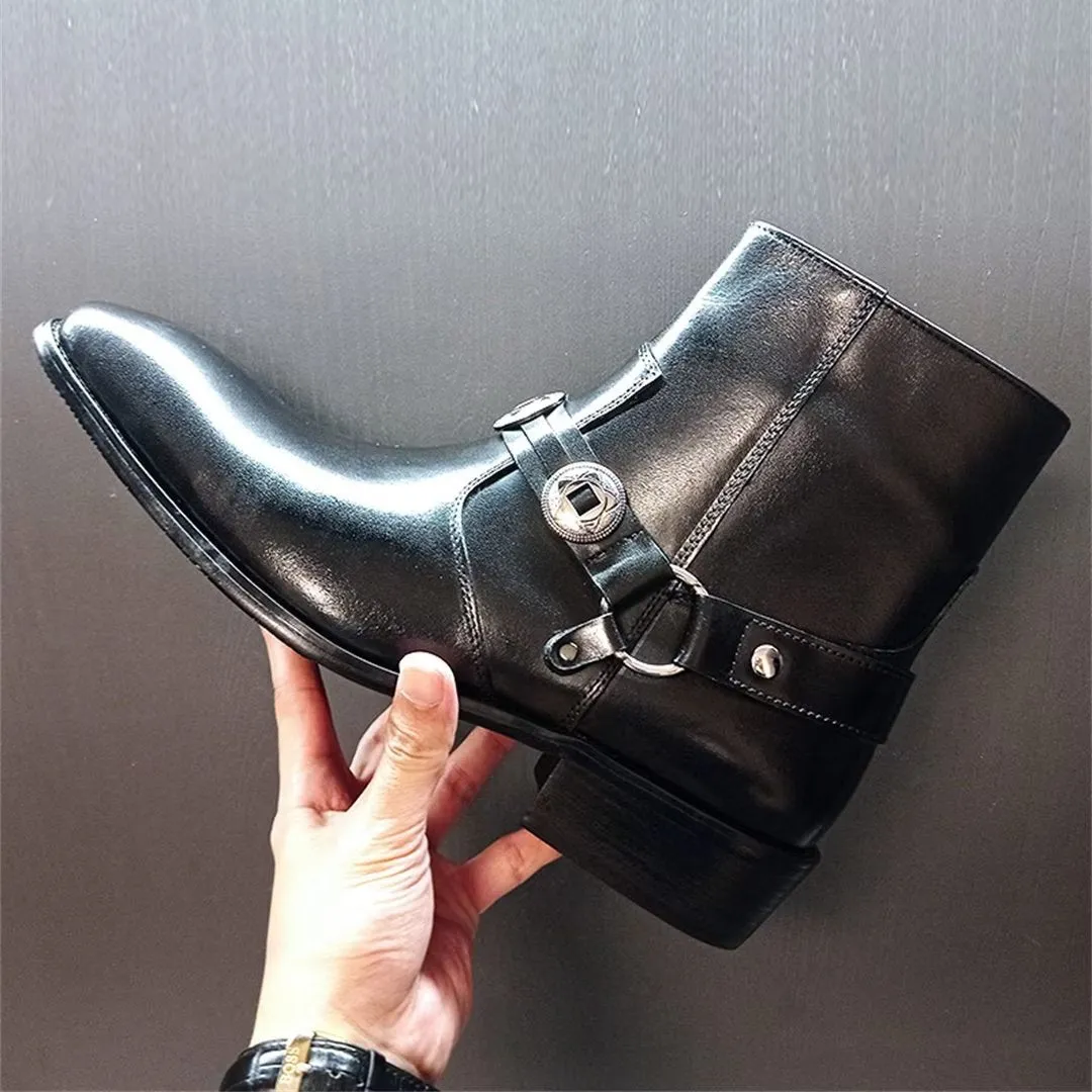 LeatherLux Elite Solid Genuine Leather Ankle Boots