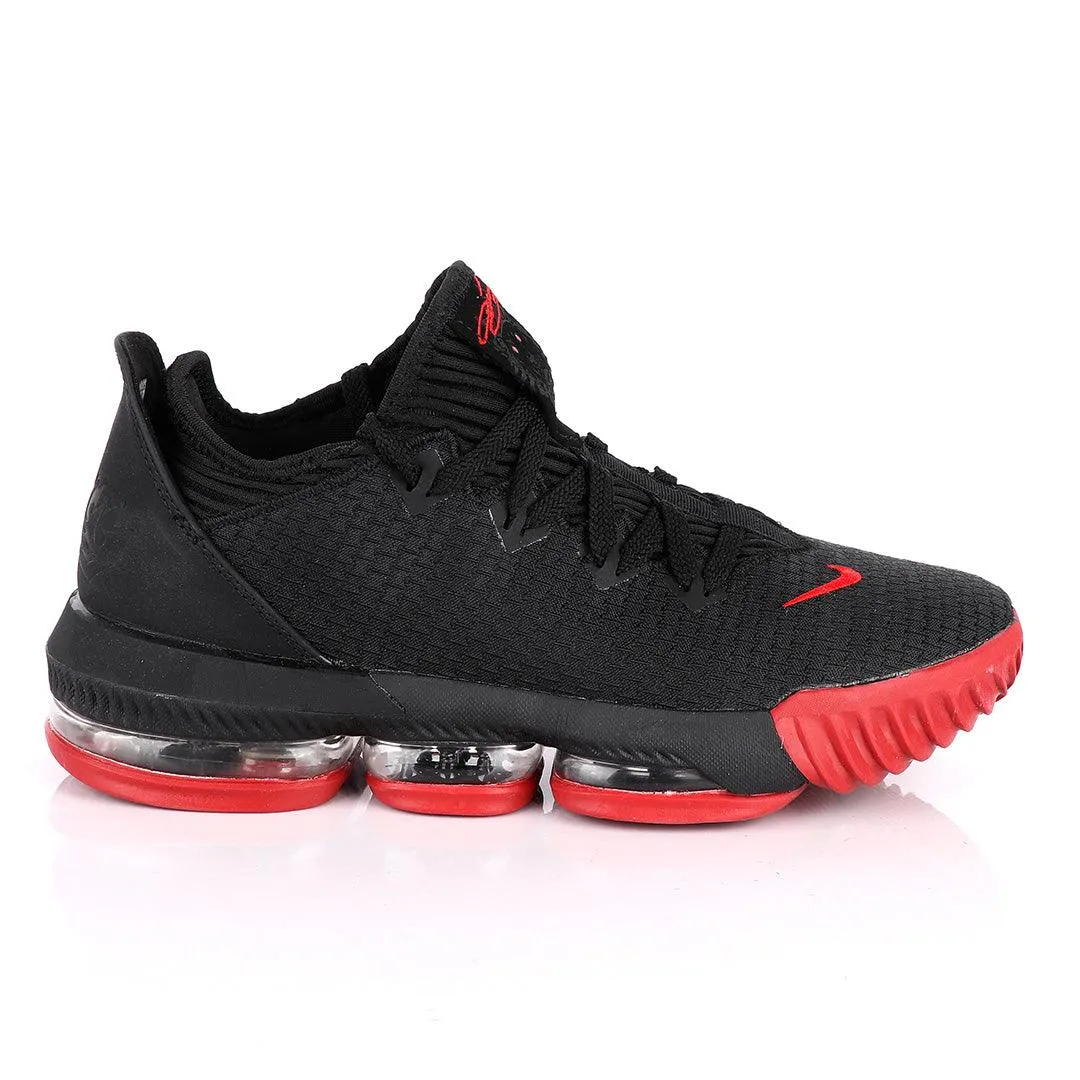 LEB XVI Ultra Low EP Black Red Basketball Sneakers.