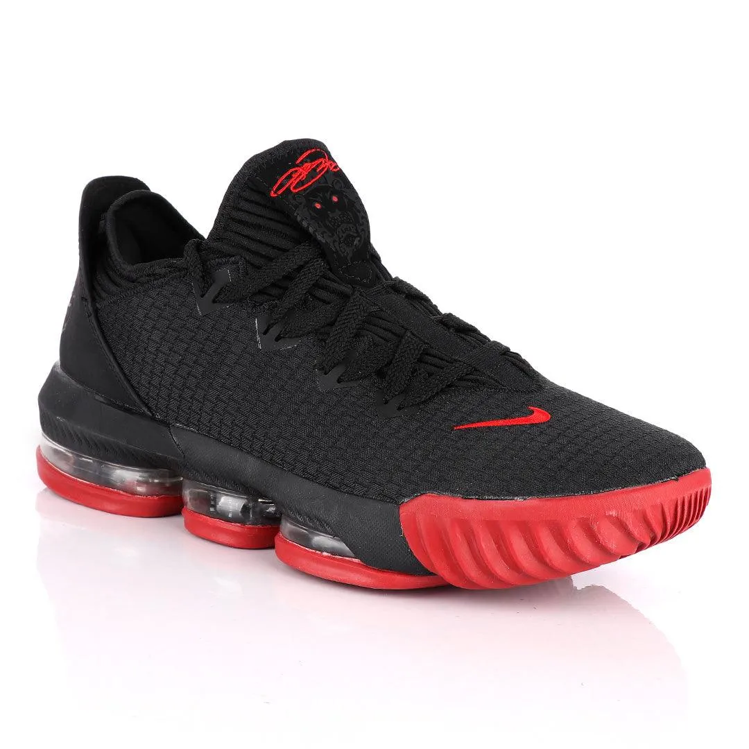 LEB XVI Ultra Low EP Black Red Basketball Sneakers.