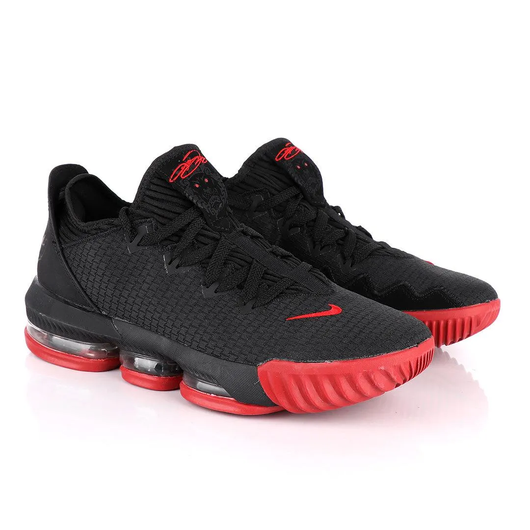 LEB XVI Ultra Low EP Black Red Basketball Sneakers.