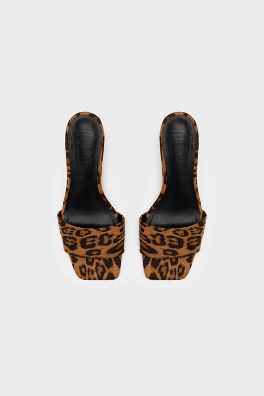 LEOPARD PRINT WITH SCULPTURE HEEL SLIDE