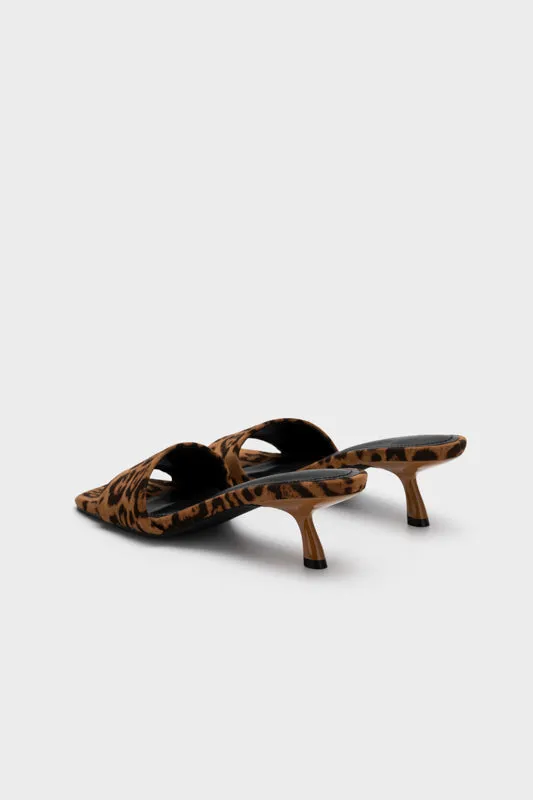 LEOPARD PRINT WITH SCULPTURE HEEL SLIDE