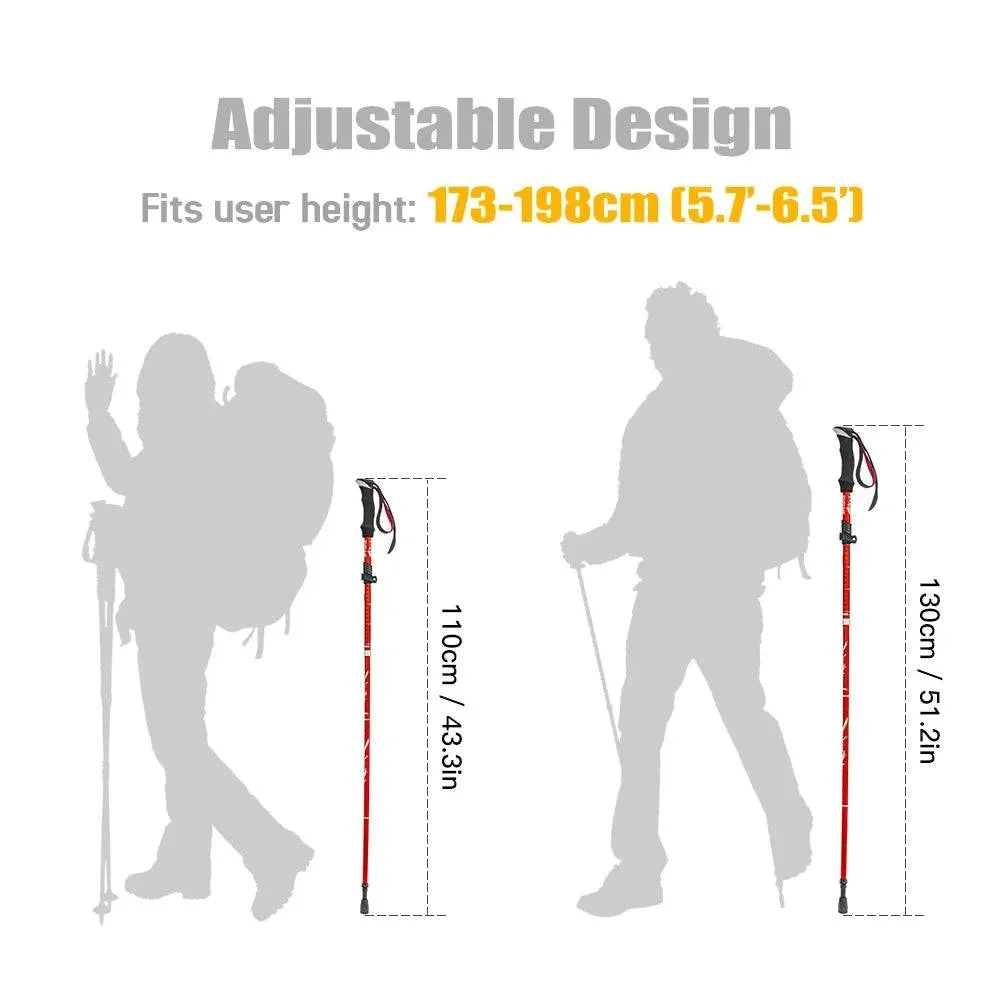 Lightweight Collapsible Trekking Pole Five-fold Walking Stick for Hiking Camping Backpacking Aluminum Alloy Trekking Pole