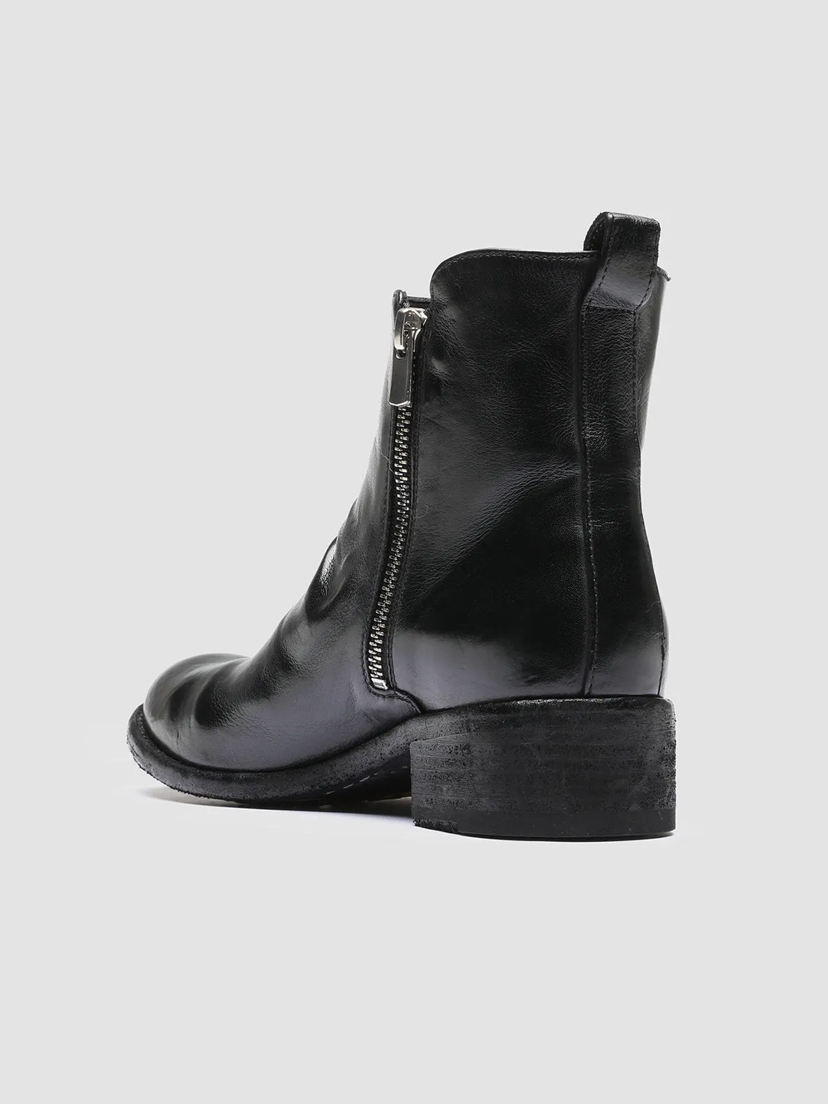 LISON 040 - Black Zipped Leather Ankle Boots