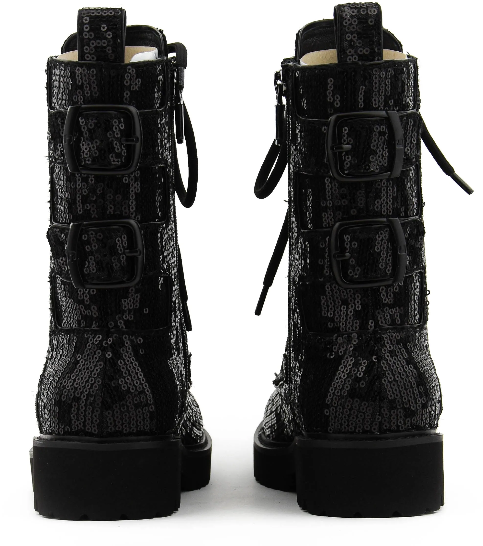 LOLA CRUZ X PAUL WARMER ASAI ANKLE BOOTS GLITTER BLACK