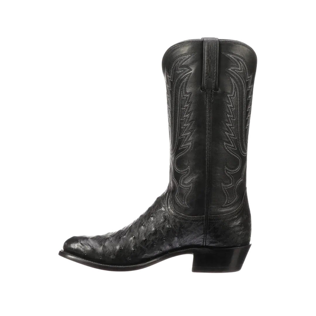 Lucchese Boots Men´s Luke Full Quill Ostrich Black Boot