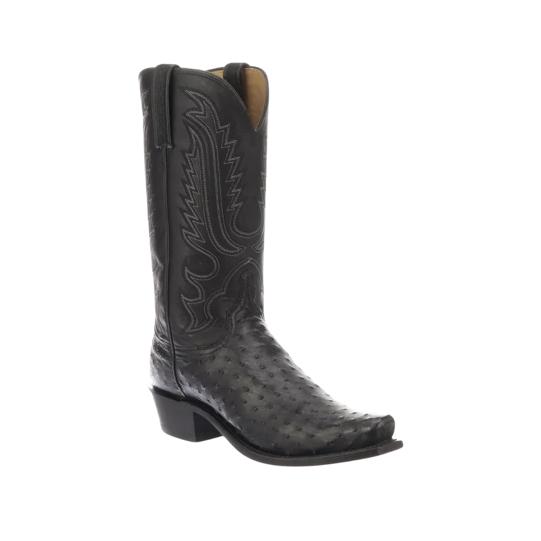 Lucchese Boots Men´s Luke Full Quill Ostrich Black Boot