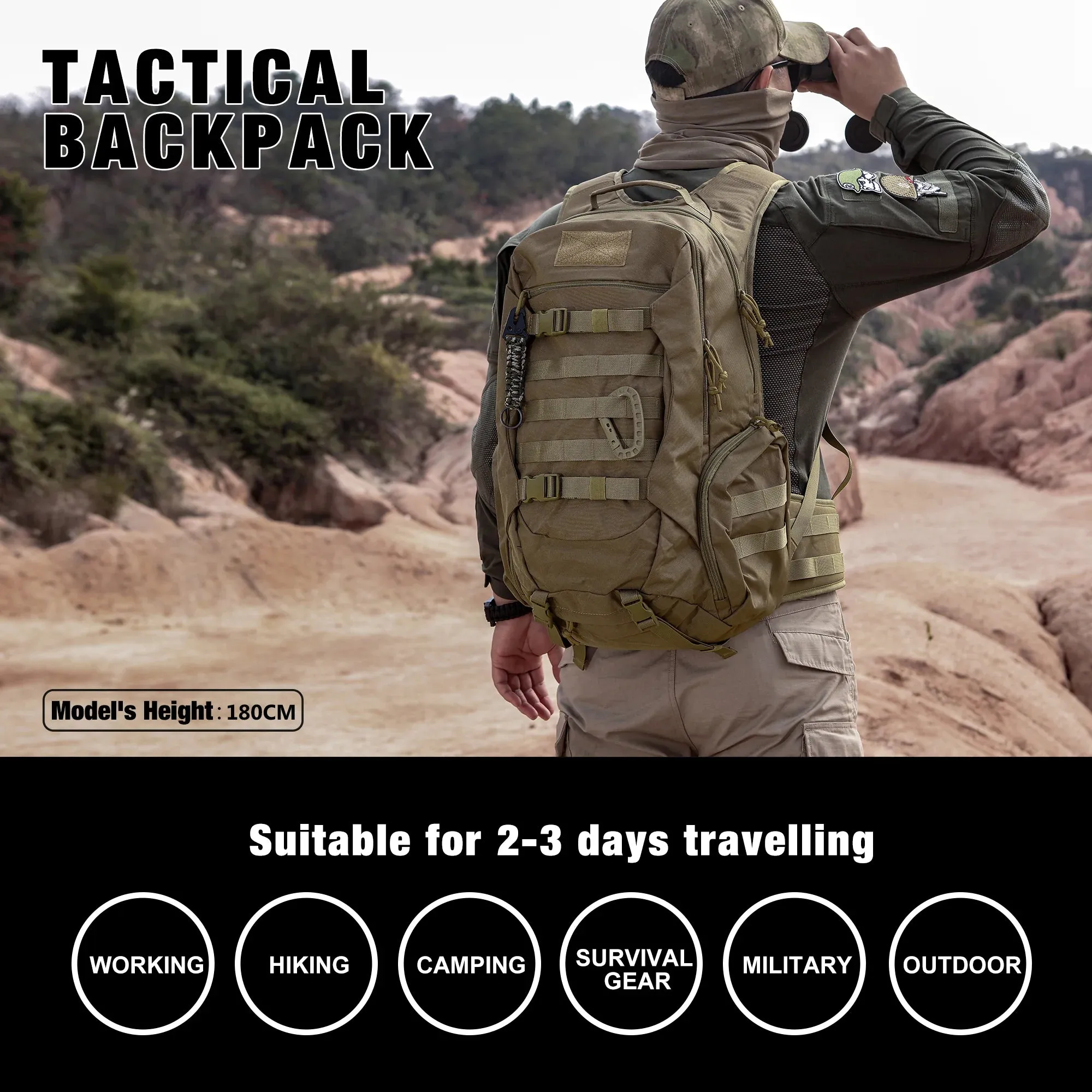 Mardingtop 35L Tactical Backpack with Rain Cover (600D Fabrics or Cordura)