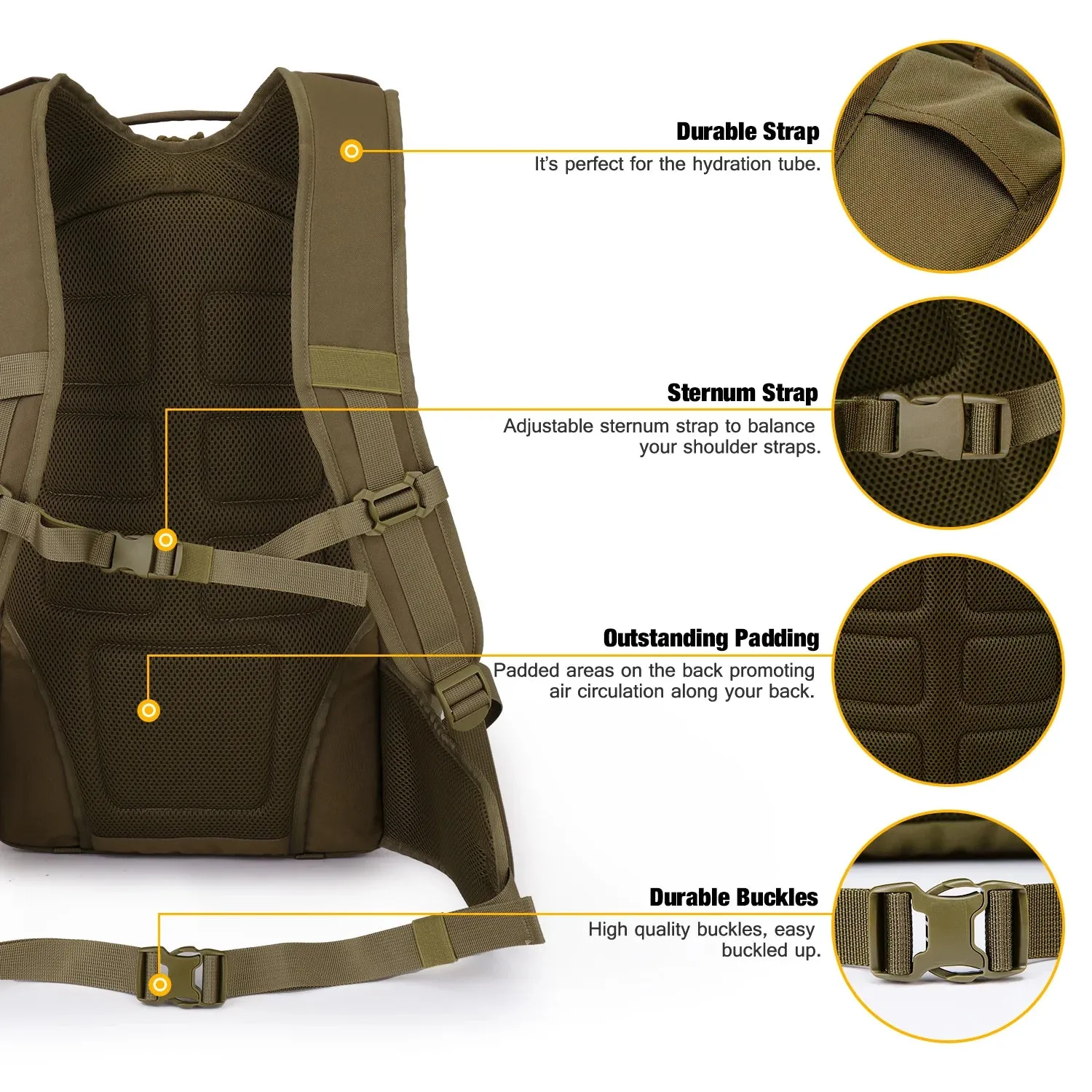 Mardingtop 35L Tactical Backpack with Rain Cover (600D Fabrics or Cordura)