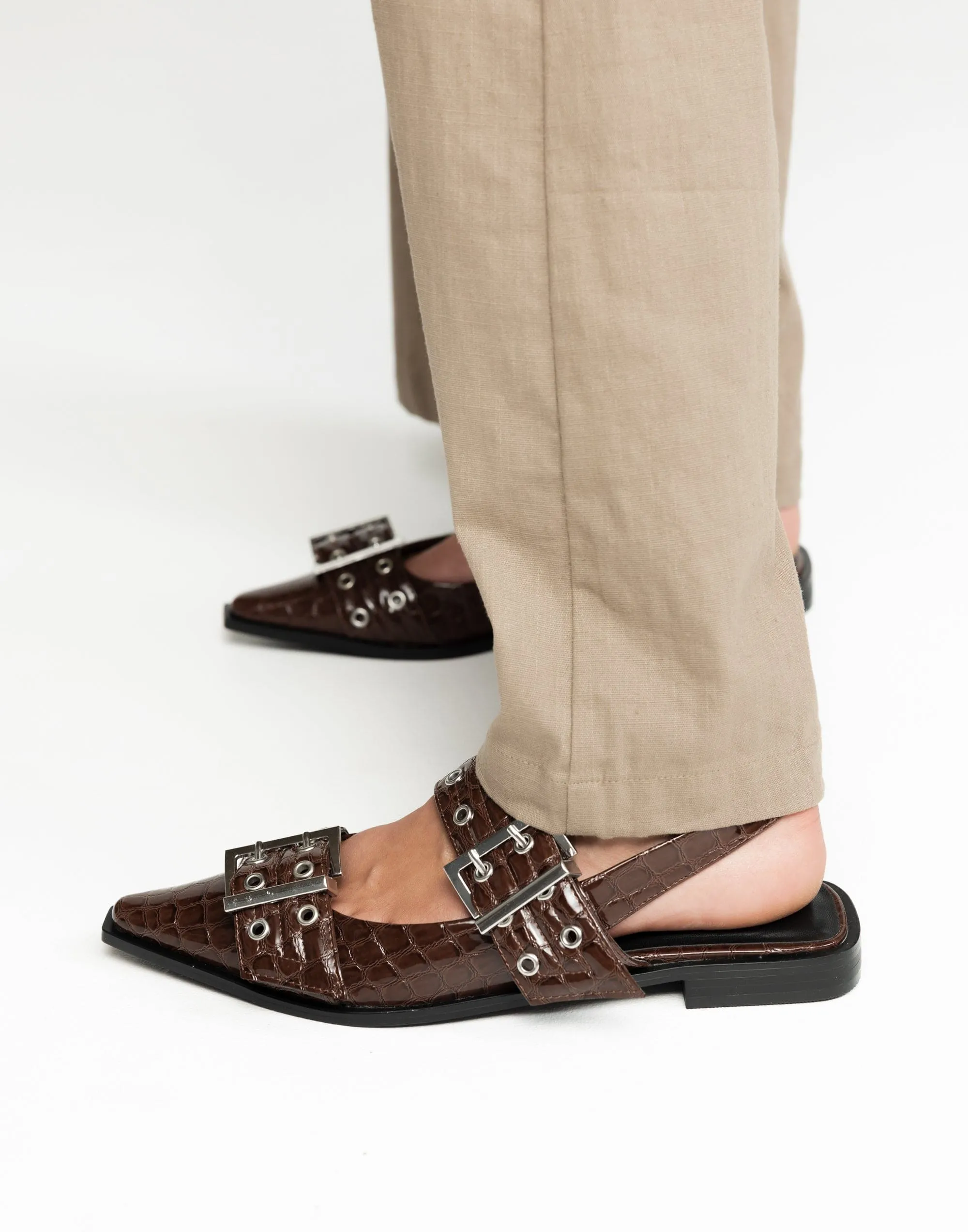 Matilda Flats (Chocolate Patent Croc) - By Therapy