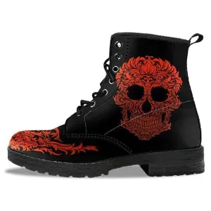 Men's Bloody Skull Boots, Vegan-Friendly Leather, Black/Red