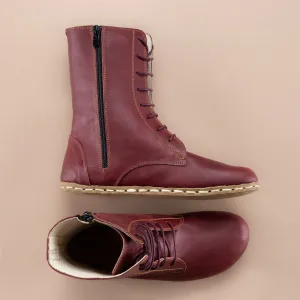 Men's Burgundy Barefoot High Ankle Boots