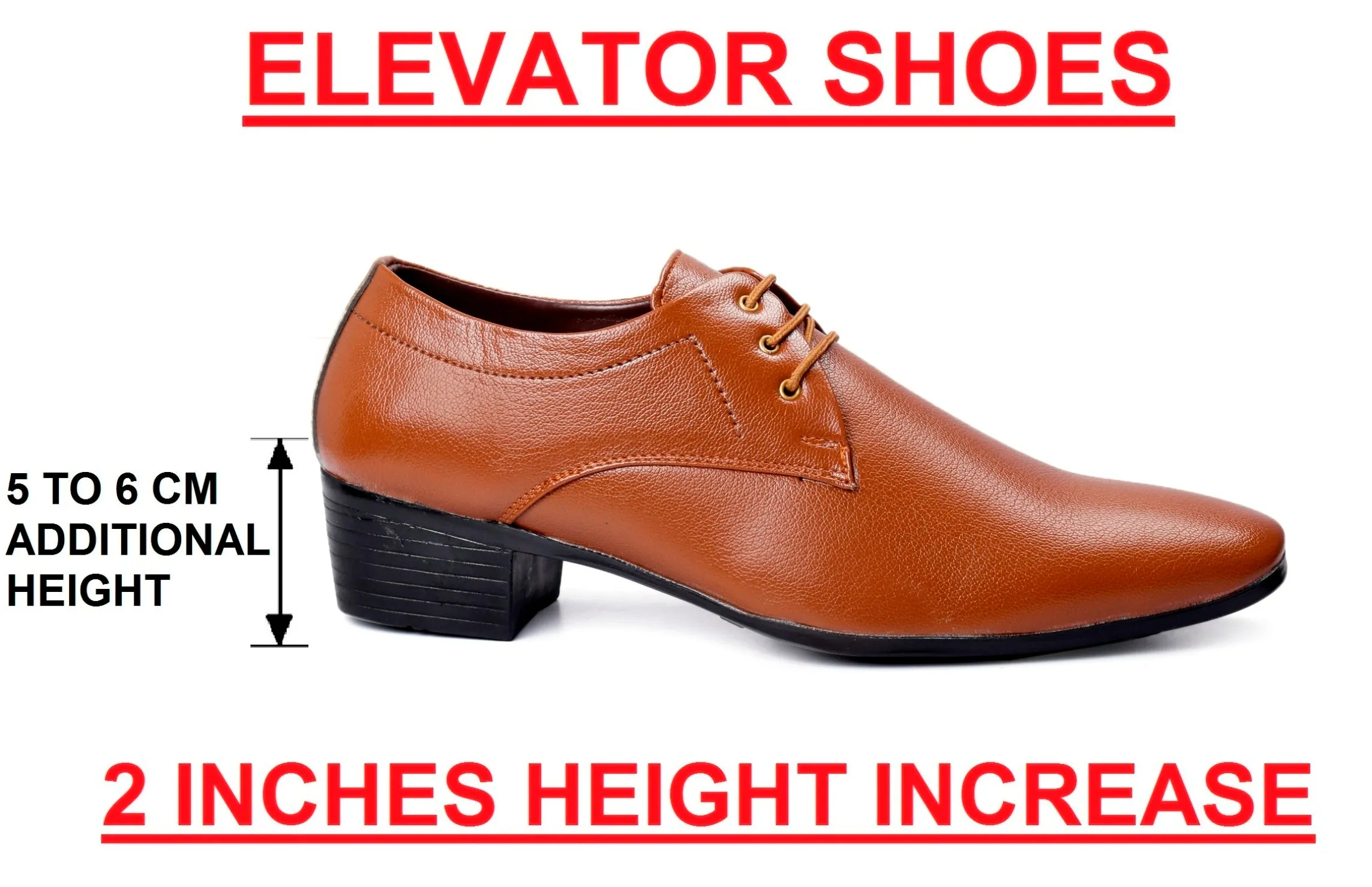 Men's Office Wear Height Increasing Derby Formal Shoes