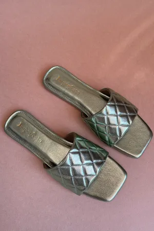 Metallic Quilted Sandals