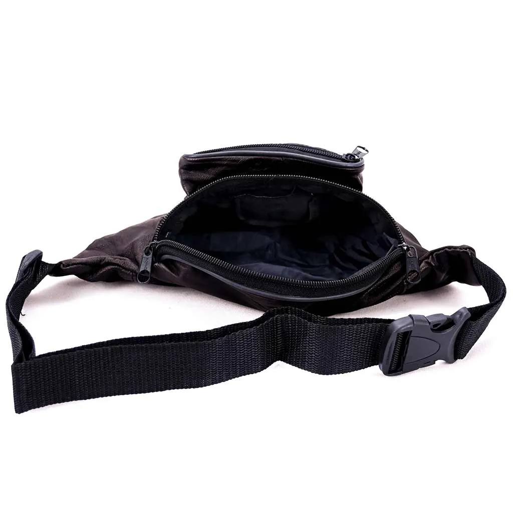 Mini Leather Fanny Pack Purse Waist Bag Coffee