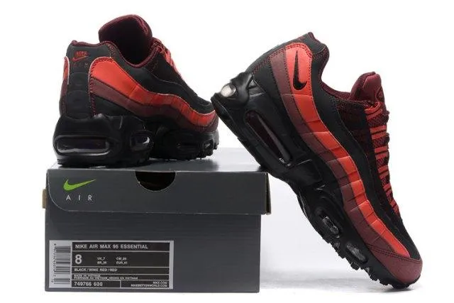 N A Max 95 Essential  Red Black University Men's Casual Trainers Running Shoes