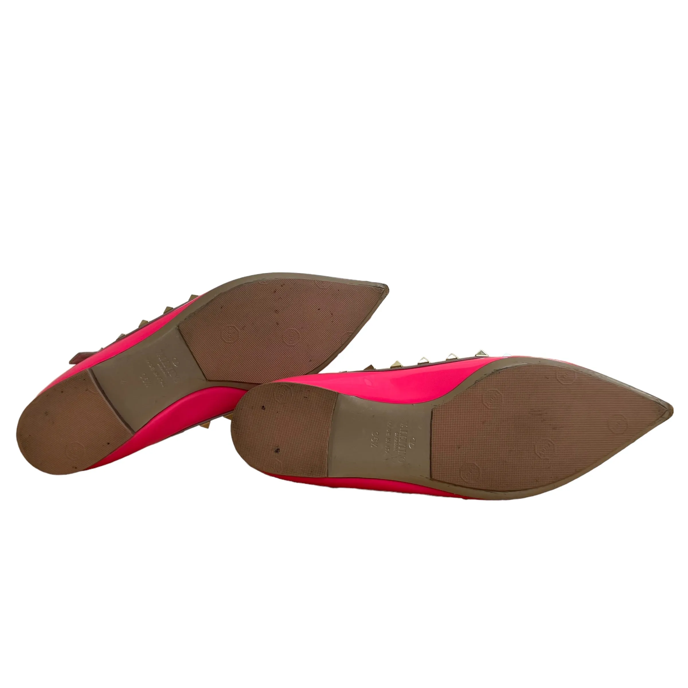 Neon Pink Rockstud Flats - 6.5