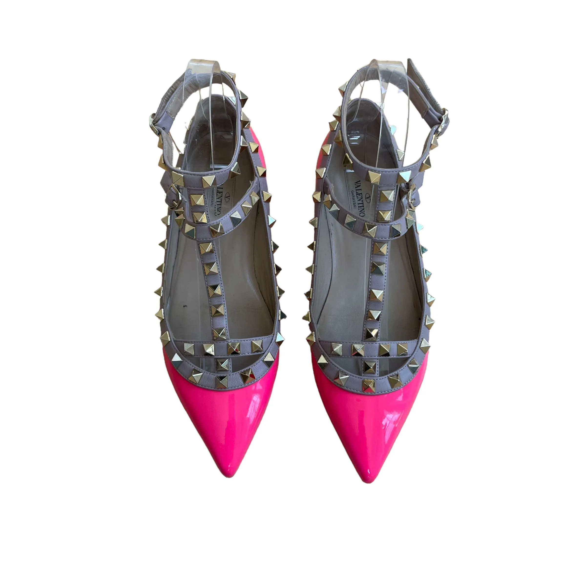 Neon Pink Rockstud Flats - 6.5