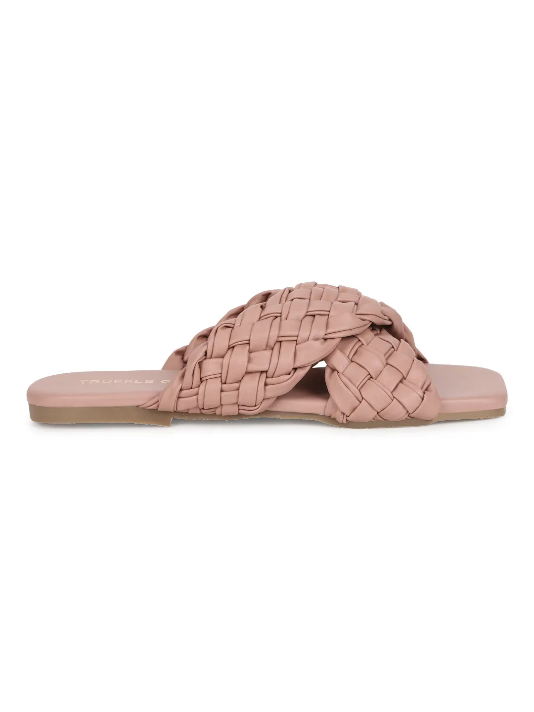 Nude PU Braided Wide Strap Slip Ons (TC-ST-1217-NUD)