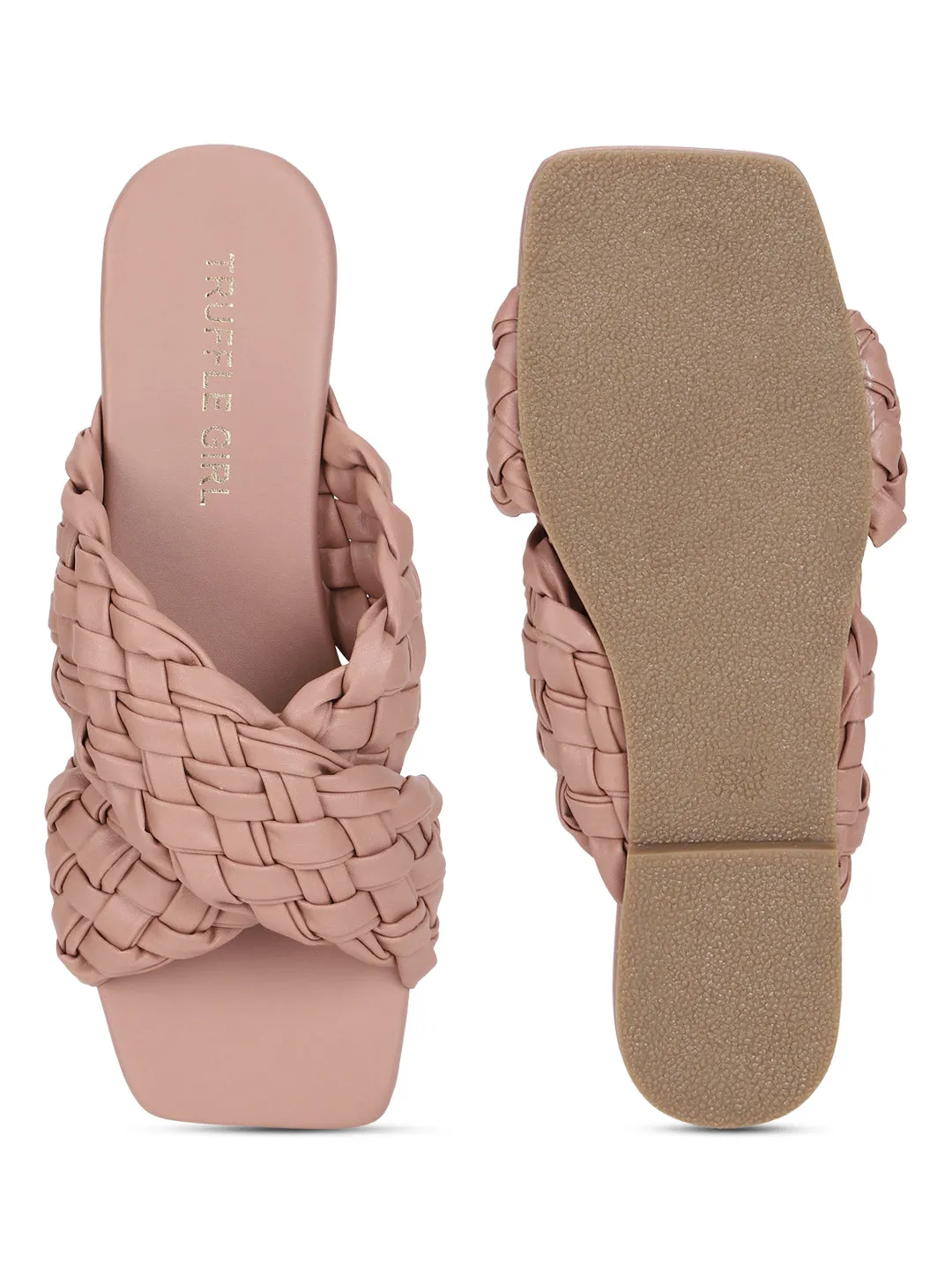 Nude PU Braided Wide Strap Slip Ons (TC-ST-1217-NUD)