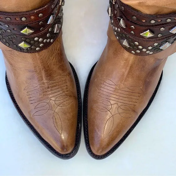 OLD GRINGO OG Studded Belted Boho Western Biker Cowboy Cowgirl Ankle Bootie Boots