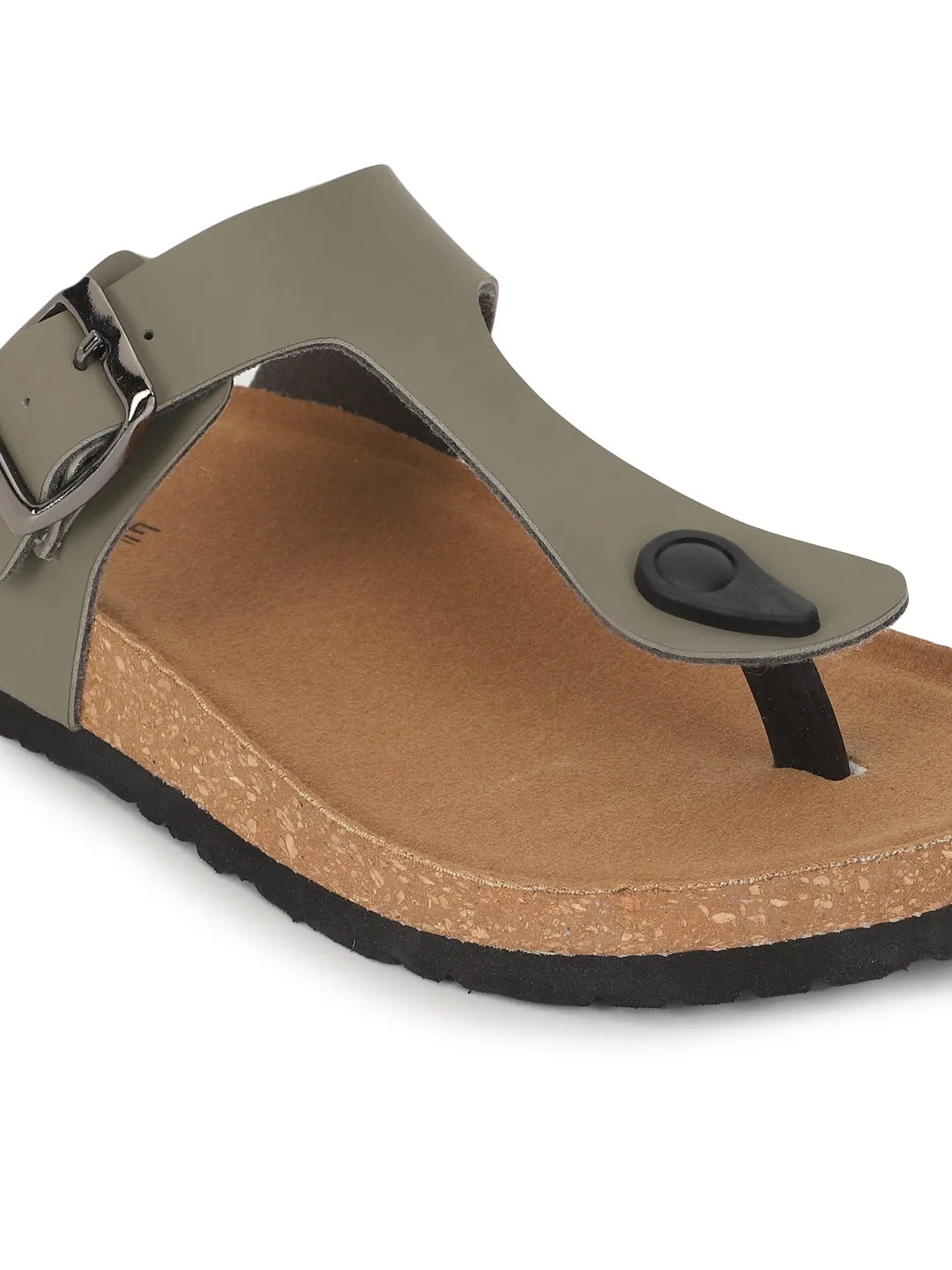 Olive Green PU Cork-Latex Footbed Flats (TC-070202-GRN)