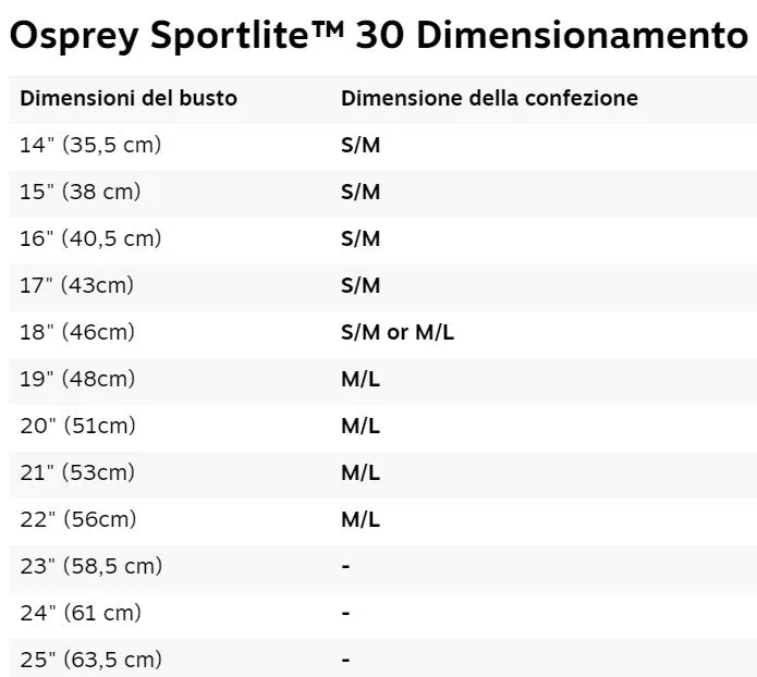 OSPREY SPORTLITE 30 ZAINO DA TREKKING E HIKING - DISPONIBILE IN 2 COLORI