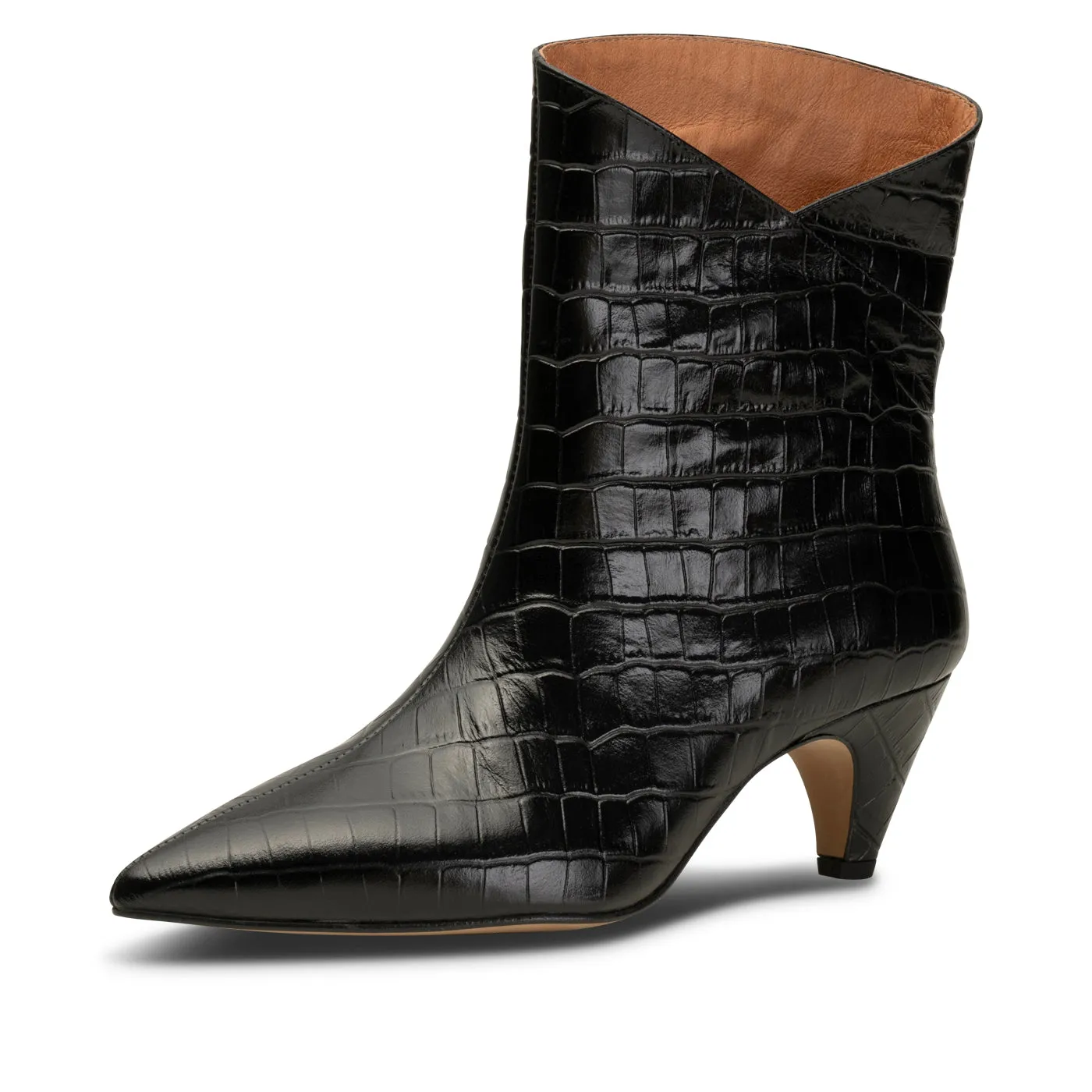 Paula boot leather - BLACK CROCO