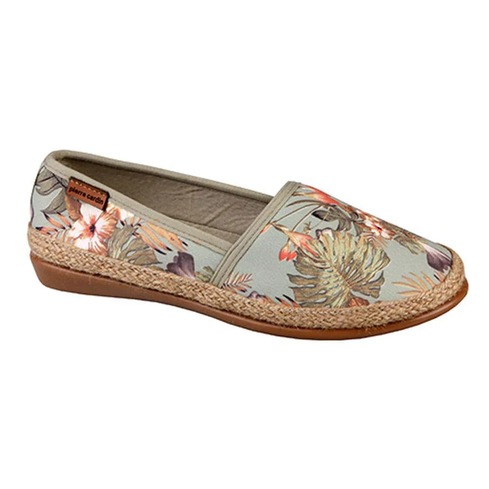 Pierre Cardin St Tropez Espadrille Slip On - Olive Floral