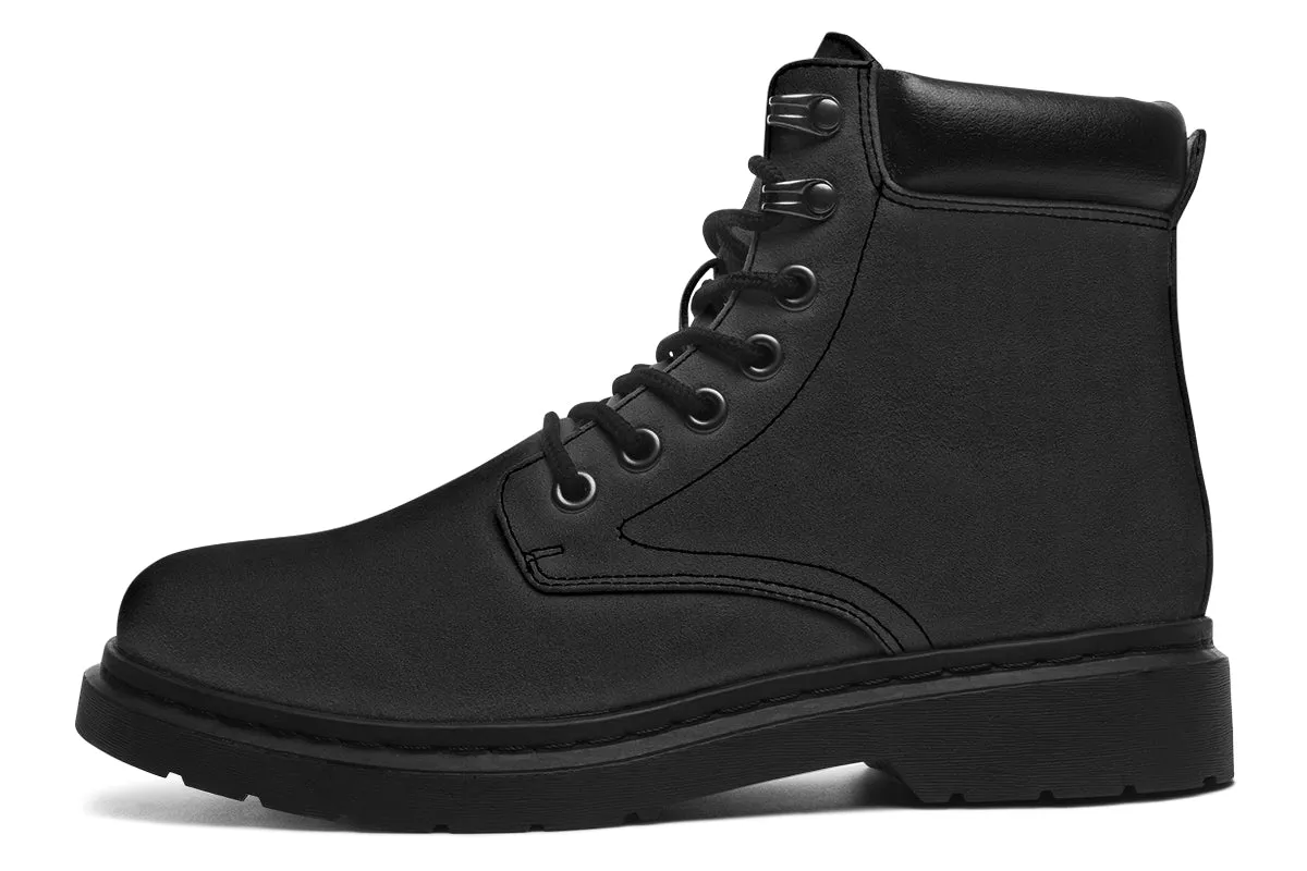 Pitch Black Classic Boots - High Quality Micro-Suede Weatherproof Vegan Shoes with Stitched on Soles