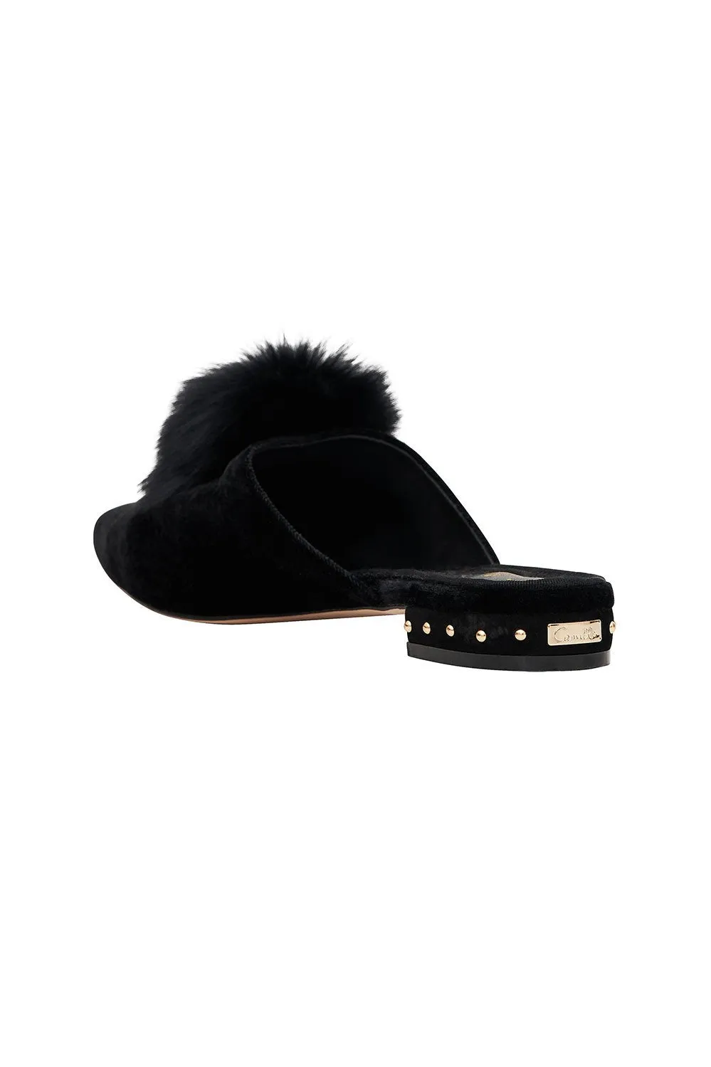 POM POM SLIPPER SOLID BLACK