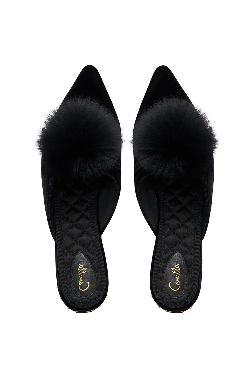 POM POM SLIPPER SOLID BLACK