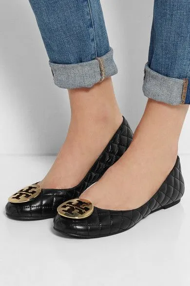 Quilted Ballet Flats in Perfect Black & Gold