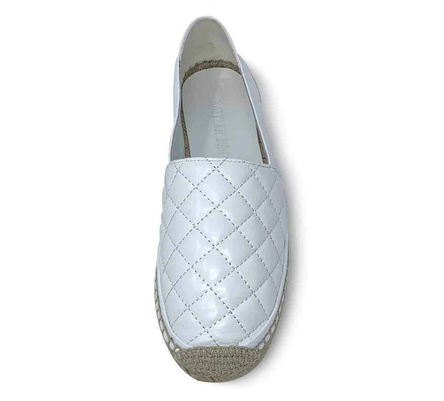 Quilted Leather Espadrille Slip-On Flats