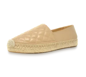 Quilted Leather Espadrille Slip-On Flats