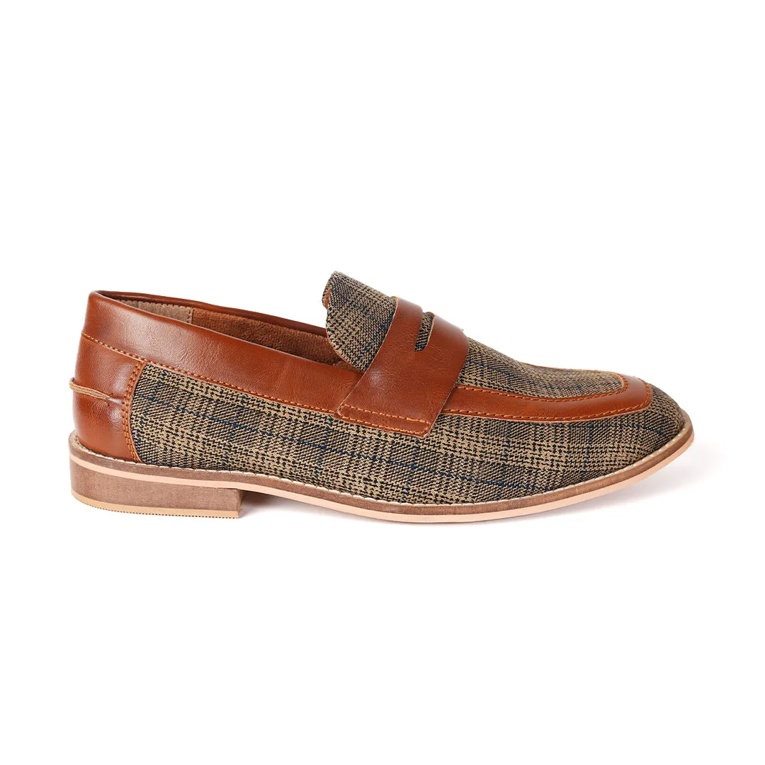 Raro Plaid Fabric Slip-Ons - Brown