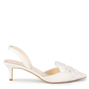 Reagan - Ivory Pointed Toe Low Kitten Heels