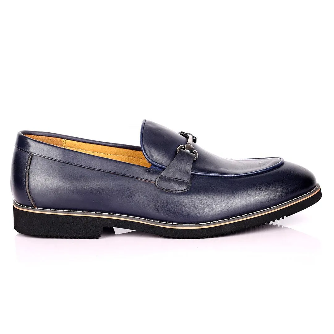 Renato Bulbecc Single Chain Designed Men's Shoes-Navy Blue