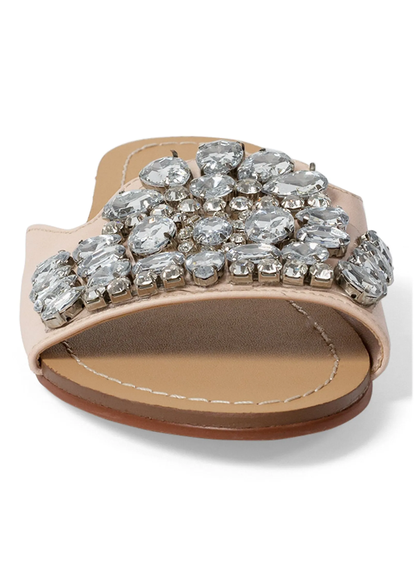 Rhinestone Slide Sandals - Blush