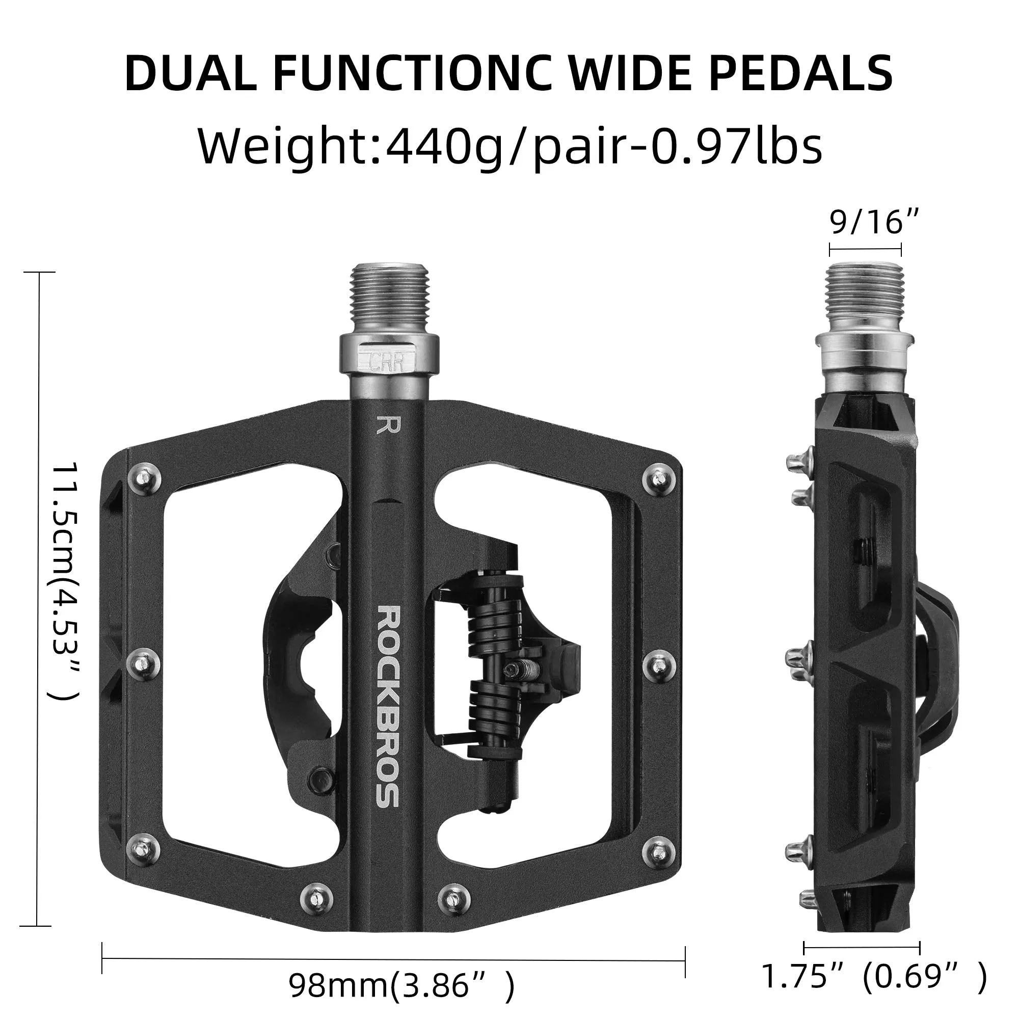 ROCKBROS MTB Aluminum Bike Pedals Compatible with SPD