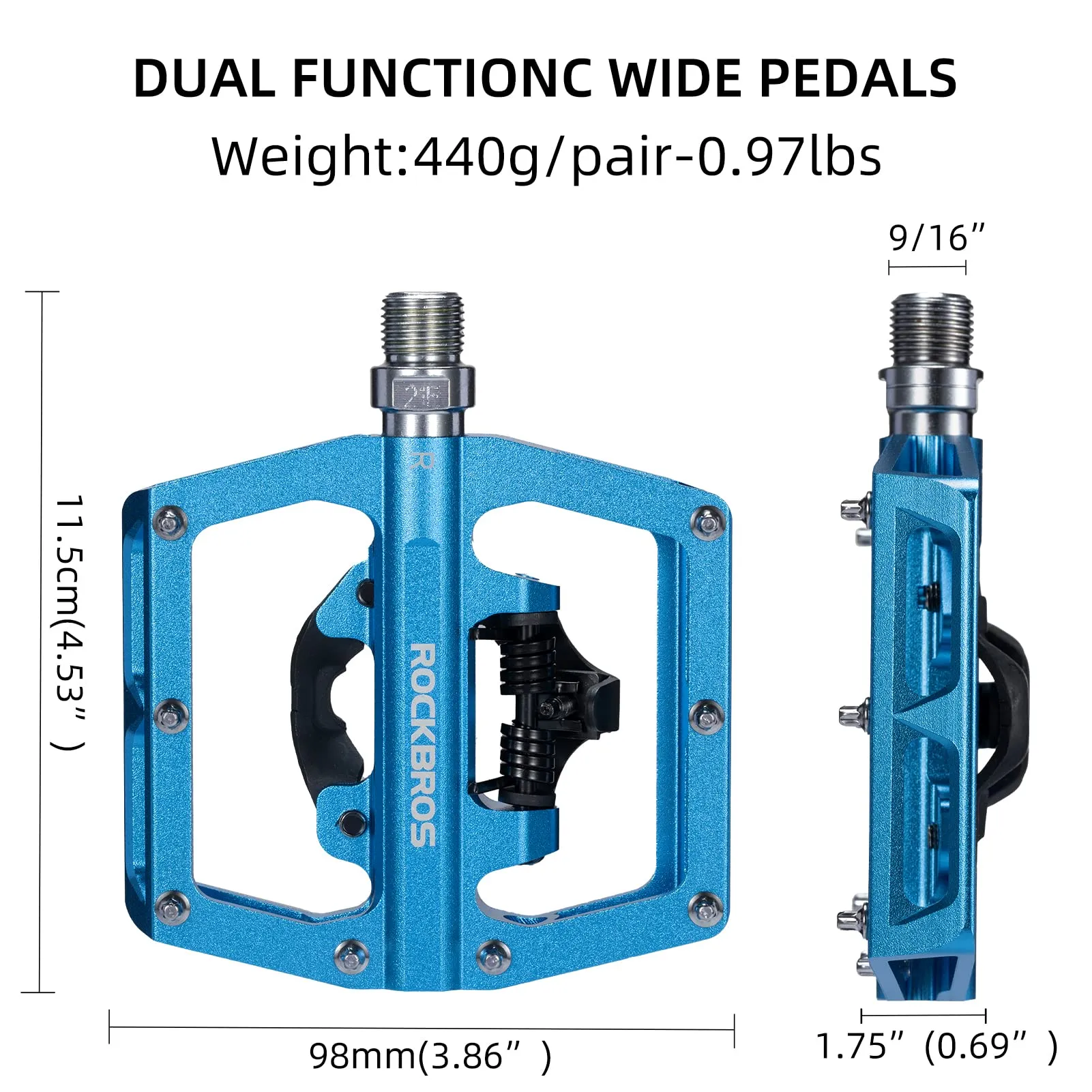 ROCKBROS MTB Aluminum Bike Pedals Compatible with SPD